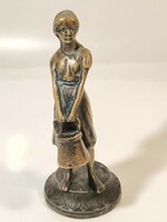 Bronze figure of a girl with a bucket