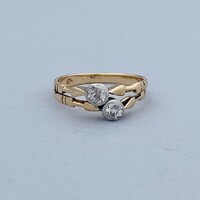 14K Art deco brilles gyémánt gyűrű