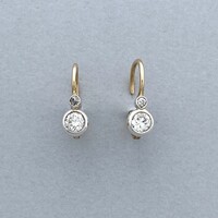 14K old gold buton earrings with diamonds approx.0.45Ct.