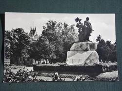 Képeslap,Postcard, Szeged, Deák Ferenc szobor látkép,1959