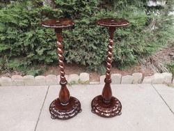 Antique twisted carved flower stand statue holder pedestal 100 cm in pair!