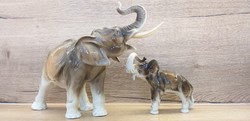 Royal dux  bohemia porcelán elefánt pár, számozott, jelzett