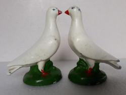 Pair of antique painted metal doves