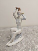 Aquincum porcelain, nude sculpture of a woman combing her hair.