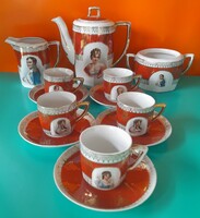 Antique Altwien porcelain coffee set - with portraits