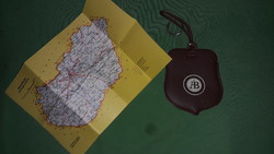 1980 - s évek reklám kulcstartós pénztárca ÁLLAMI BIZTOSÍTÓ mini térképpel 8x8 cm a képek szerint