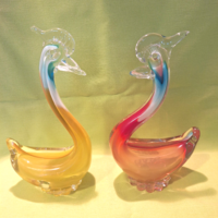 Czech glass rooster statue, ornament (2 pieces)
