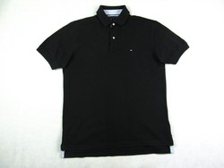 Original tommy hilfiger (m / l) sporty elegant men's black collared T-shirt