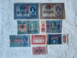 Omm crown row: 1-10000, 1902-1918 (ef-f) | 8 banknotes