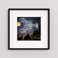 50 * 50 Cm full moon and lobster in the night sky print