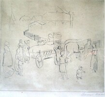 István Szőnyi: Zebegény Street with a horse-drawn carriage, 1933