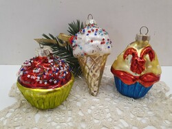 Muffins, ice cream glass, Christmas tree decoration 3 pieces together