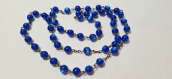 Blue pearl necklace with copper spacers