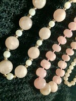 3 rose quartz necklaces together
