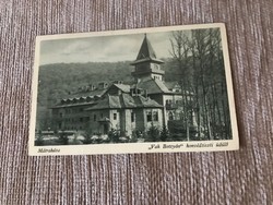 Old black and white postcard from Hungary with postage stamps. 5 And 12-filer hut.