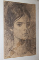 Antique signed carbon drawing 599