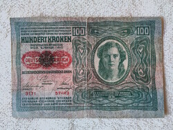 OMM 100 korona, 1912, DÖ felülbélyezéssel (F+) | 1 db bankjegy