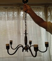 Antique Flemish copper chandelier with 5 arms