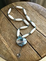 Murano glass necklace with silver decoration, silver fittings