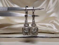 Pair of art deco antique white gold earrings with 0.60 ct glasses