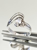 A special, shining silver ring embellished with zirconia stones