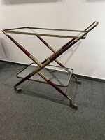 Mid-Century Italian Brass and Mahogany Carriage by Cesare Lacca, 1950s