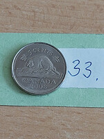 Canada 5 cents 2008 beaver, ii. Queen Elizabeth, nickel-plated steel 33
