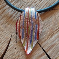 Large Murano glass pendant on a rubber chain with steel fittings