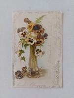 Old floral postcard 1900 pansies