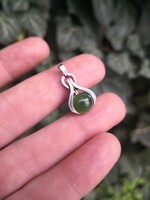 Real jade stone silver pendant