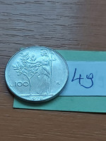 Italy 100 lira 1979 r, Minerva (Roman goddess) olive branch, stainless steel 49
