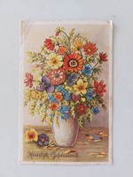 Old floral postcard with wildflowers