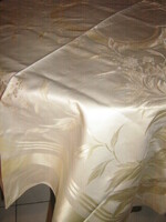 Beautiful pale golden yellow floral damask tablecloth with 3 napkins