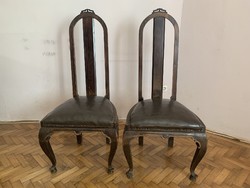 2 leather-covered chairs from the 1930s