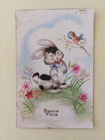 Régi húsvéti levelezőlap nyuszi kismadár