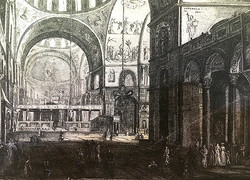 Szent Márk-bazilika (belső részlet),1840 körüli acélmetszet