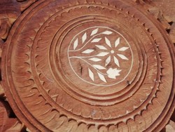 Carved openwork tea table with inlay