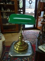 Bank lamp with green cover
