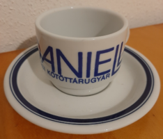 Alföldi Daniella Halasi kötöttárugyár felirat, logó kávés csésze