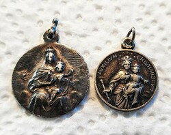 2 pcs. Antique silver Jesus / Mary pendant