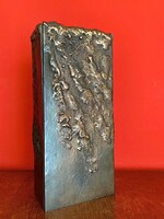 Modernist bronze vase by János Percz - brutalist