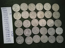 50 fillér pénzérme 1967-1991 35 db Magyar alu 50 filléres