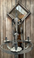 Large, medium weight wrought iron chandelier