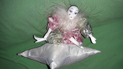 Beautiful porcelain baby pierot figure sitting on a silver star pillow 14 cm according to the pictures