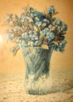 Guaranteed original Gisella Reissmann from Barabás / 1893-1985/ flower still life : forget-me-not
