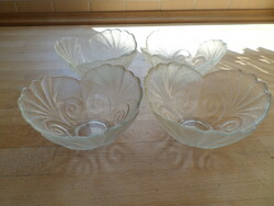 4 retro-shaped glass compote bowls