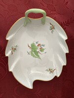 Herend rosehip patterned leaf-shaped tray