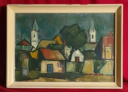 György Hegyi (1922 - 2001): landscape with two towers