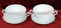 2 zsolnay feathered soup cups