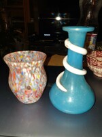 2 old glass vases together